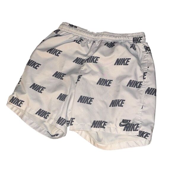 Nike Vintage Rare Sportswear Club Woven Track Shorts Nylon Logo Print White M - Picture 4 of 10